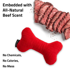 Playology Encapsiscent beef scent embedded for long-lasting aroma during play.