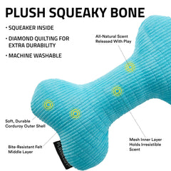 Playology jumbo plush dog toy with peanut butter scent for extended play