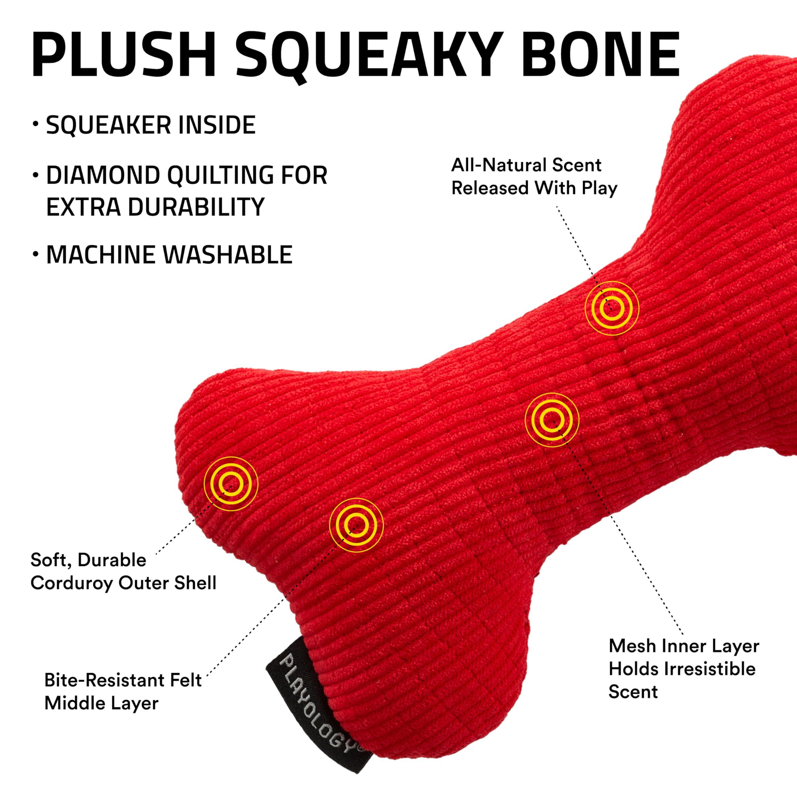 Playology beef-scented medium dog toy designed for sustained chewing.