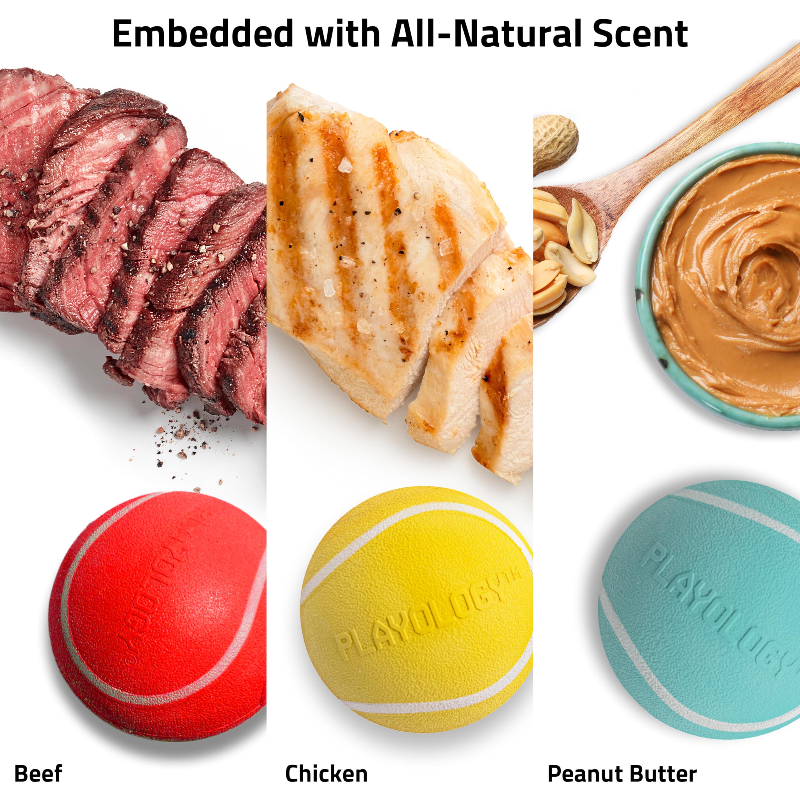 Peanut butter-scented Playology squeaky ball encourages exploration and sniff-and-play