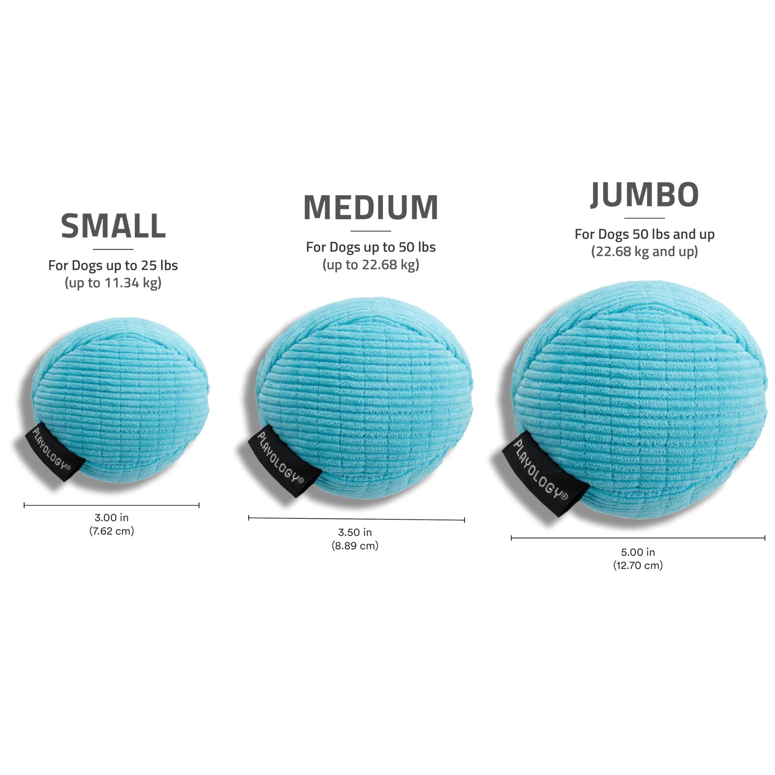 Playology plush ball, easy-care exterior for quick cleaning after play.