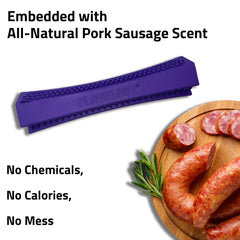 Playology pork sausage scent dog toy engages nose and play