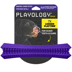 Playology senior dental chew stick for large dogs, jumbo size promotes easier chewing.