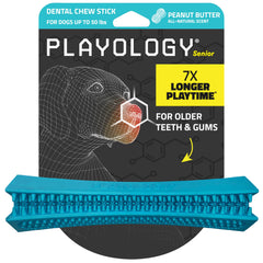 Playology senior dental chew stick with peanut butter scent cleans teeth during play