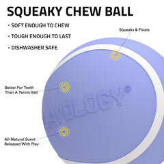 Close-up of Playology Squeaky Chew Ball showing embedded blueberry scent