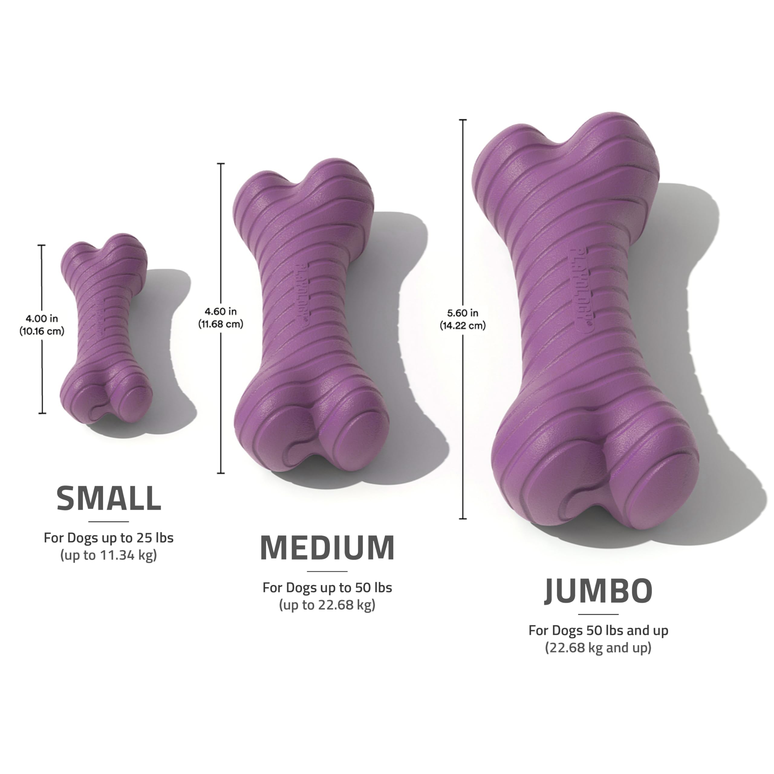 Playology purple two-layer bone toy withstands tough chewing.