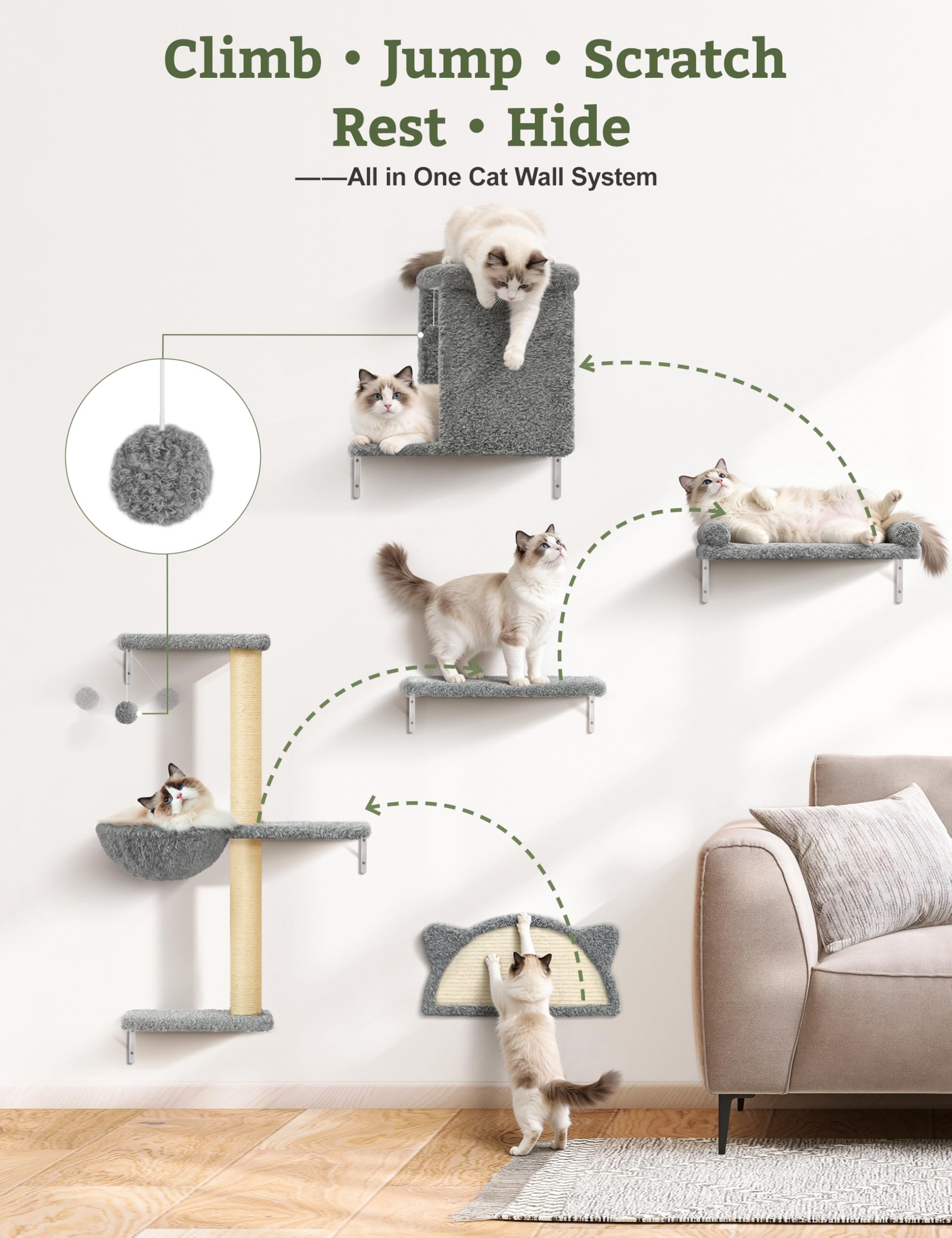 PLEKER cat sofa wall-mounted for cozy lounging and vertical play