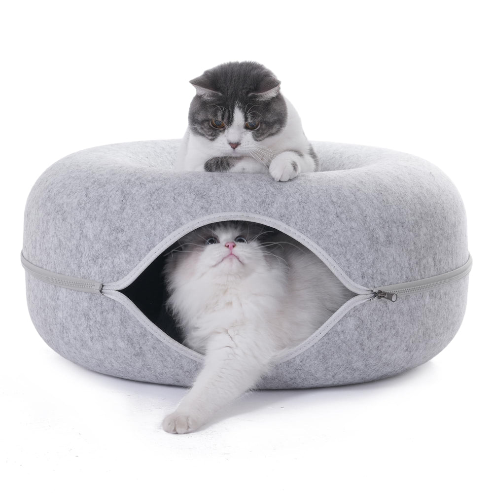 PLIISLUP cat tunnel bed with three toys for interactive play