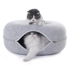 PLIISLUP cat tunnel bed with three toys for interactive play
