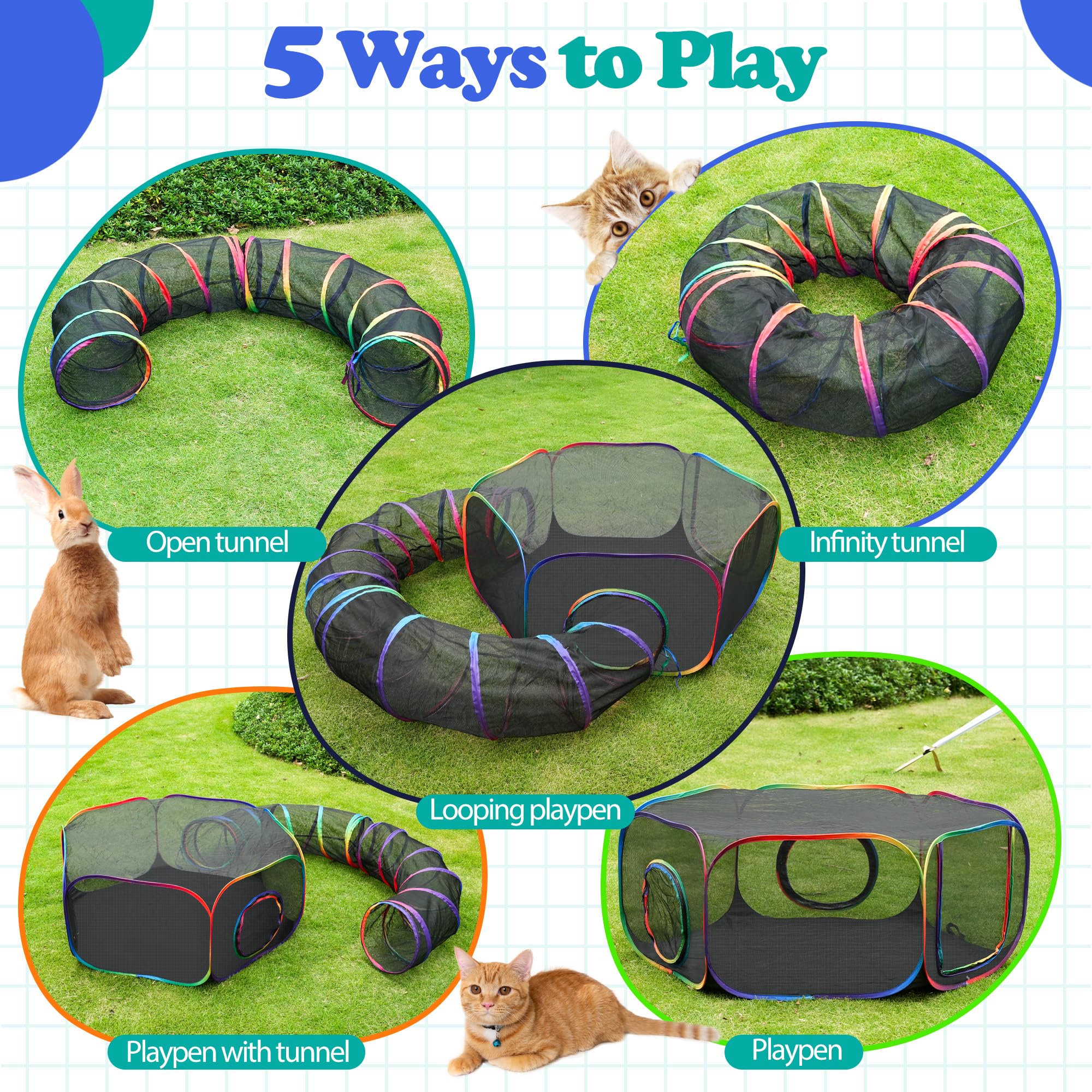 PLITTPETTS cat playpen with zippered doors enabling flexible configurations