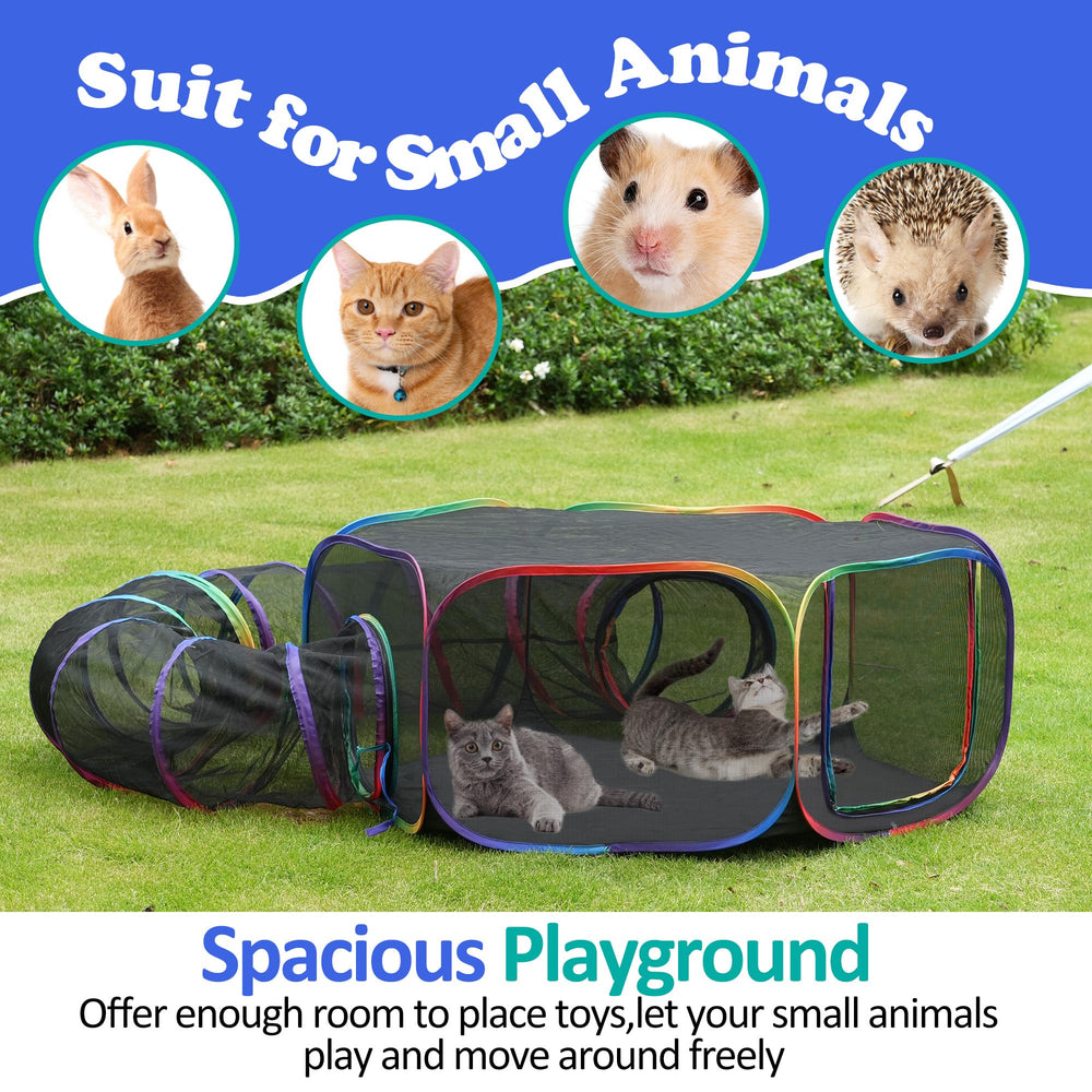 PLITTPETTS foldable cat playpen packs into a compact bag for travel