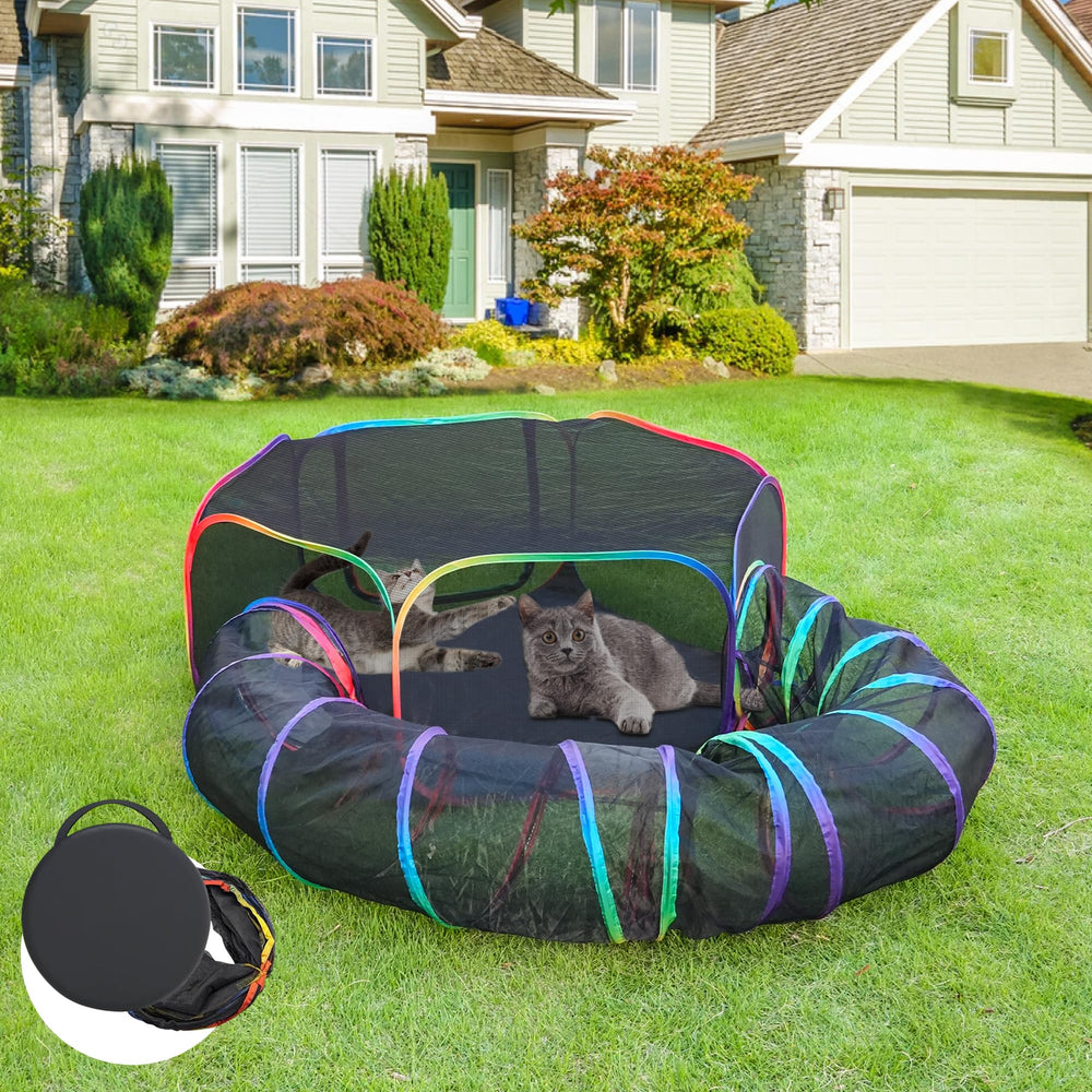 PLITTPETTS outdoor cat enclosure tent for safe sunlit playtime and supervision