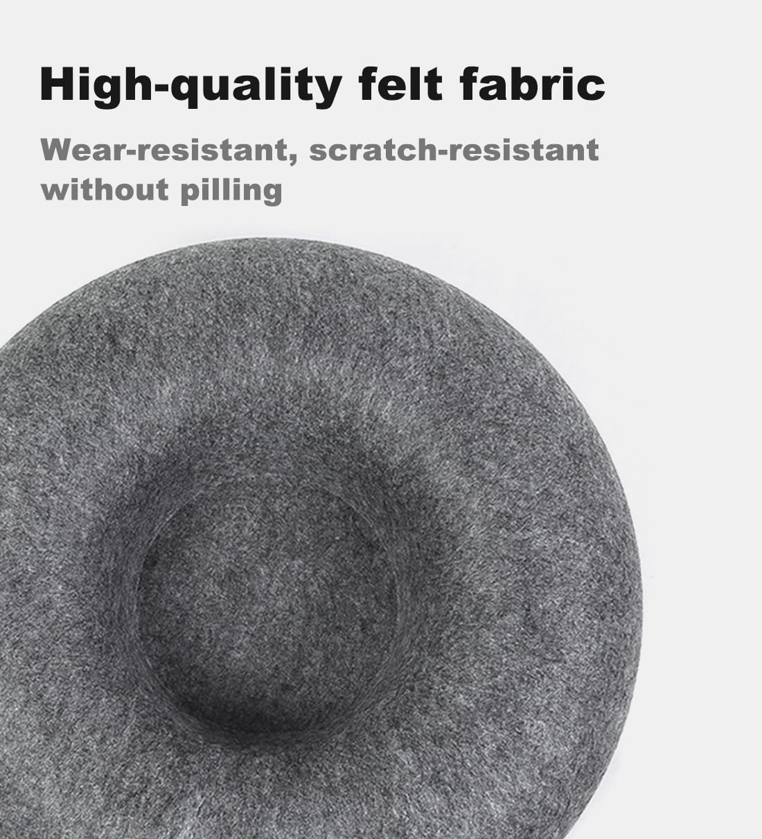 PLIISLUP scratch-resistant donut bed close-up showing durable felt.