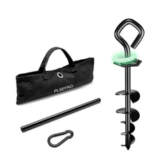 PLSEFRO glow-dark dog tie out stake enhances nighttime visibility for outdoor use.