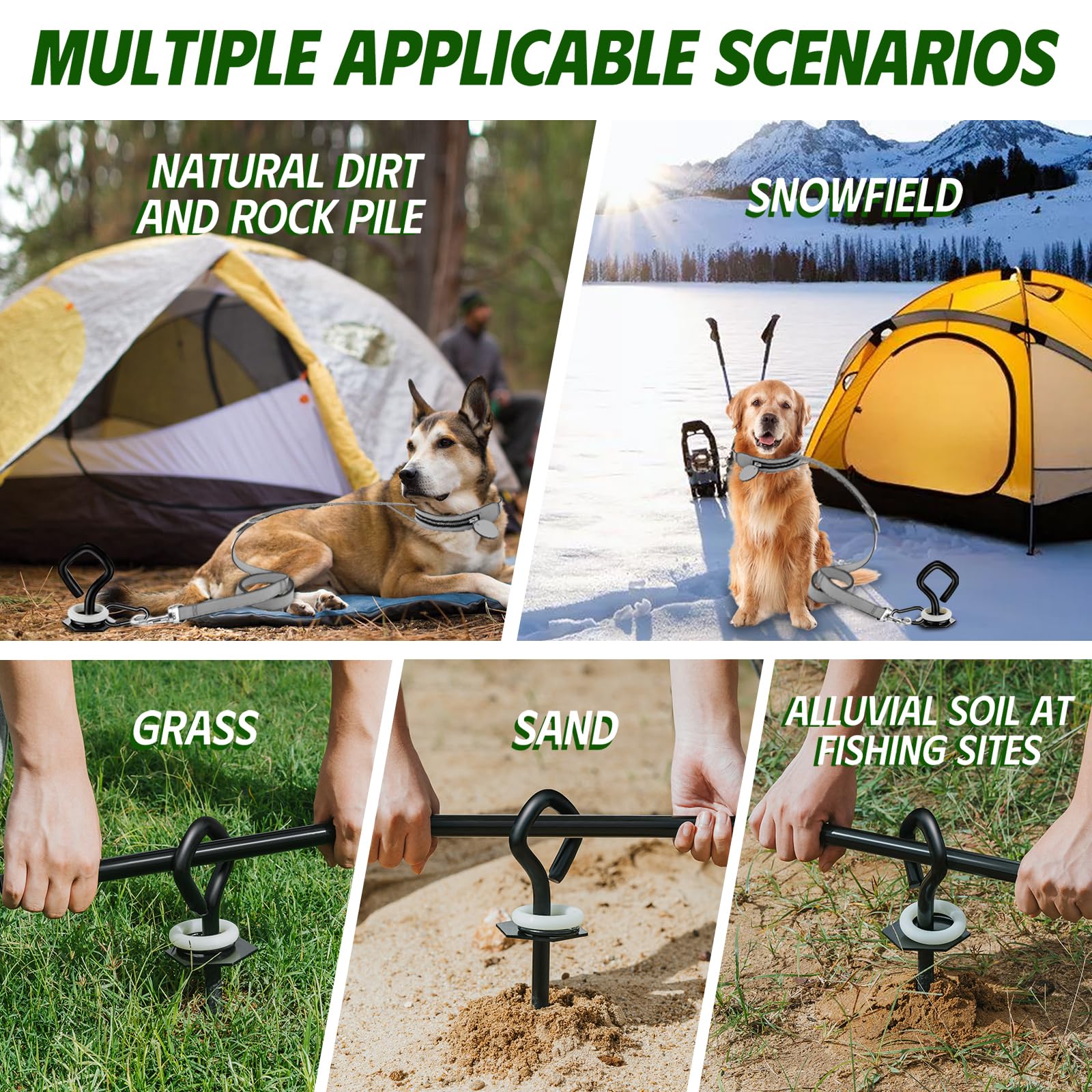 PLSEFRO heavy-duty stake anchors large dogs up to 210 lbs with stability.
