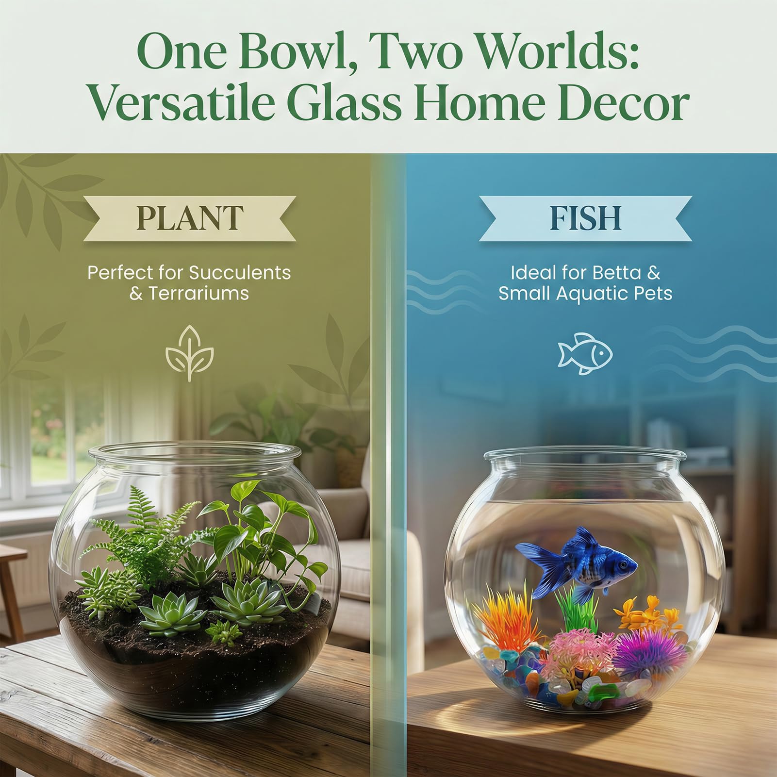 Plus tard home decor round bowl centerpiece enhances shelves with a compact display.
