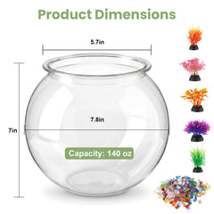 Plus tard plastic aquarium with five artificial plants for a ready-to-use display.