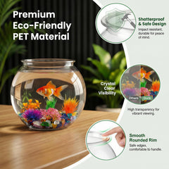 Plus tard round desk aquarium provides clear visibility for desk decor.