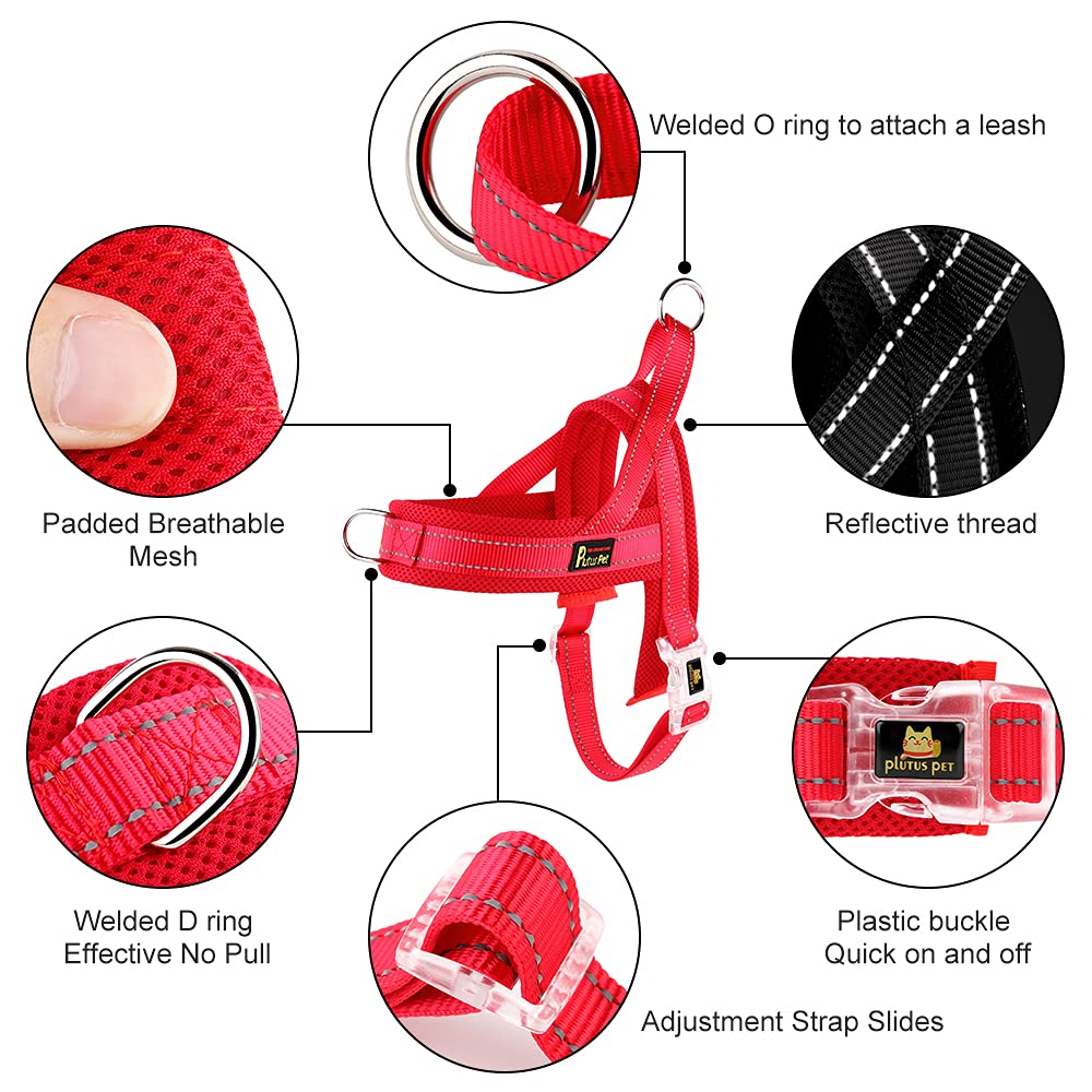 Plutus Pet No Pull harness shows adjustable strap for a secure, customizable fit.