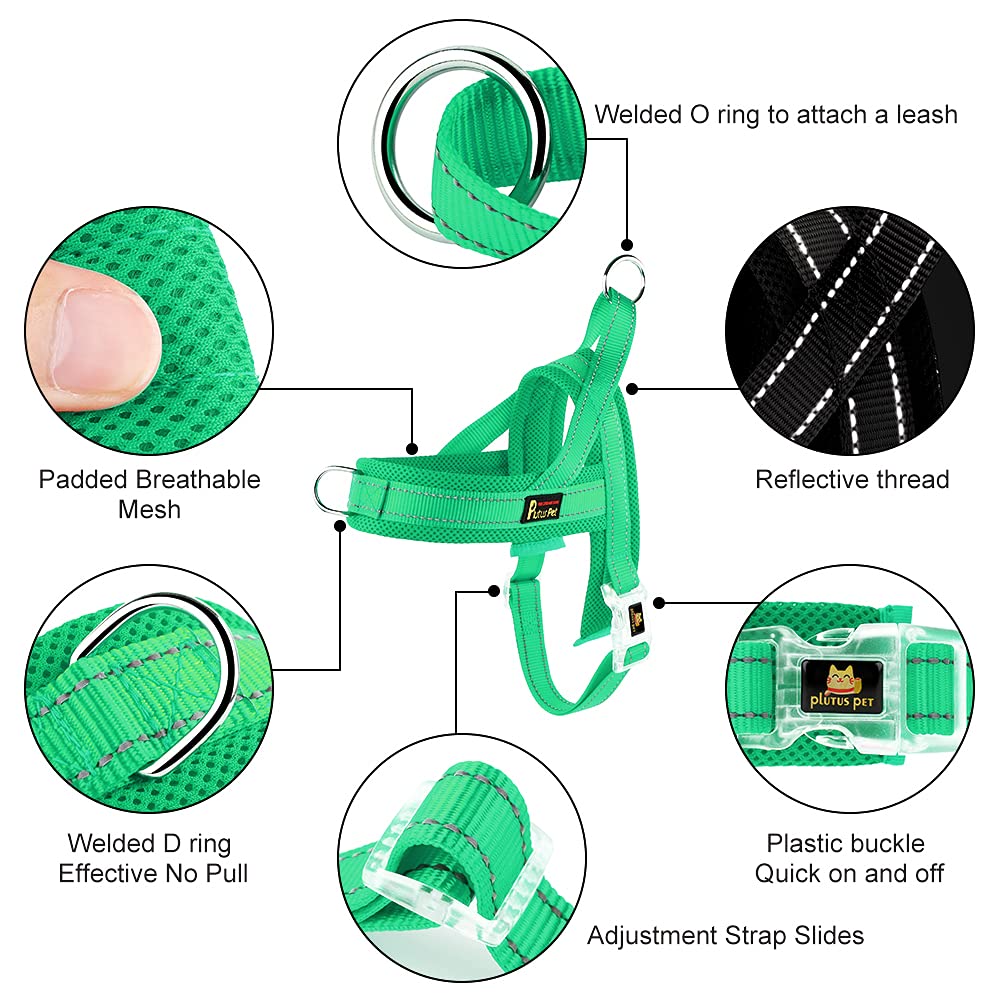 Plutus Pet No Pull harness back view showing reflective safety thread