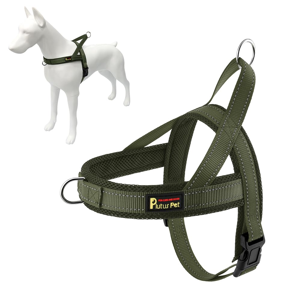 PLUTUS PET No Pull Harness with breathable mesh for comfortable outdoor walks.