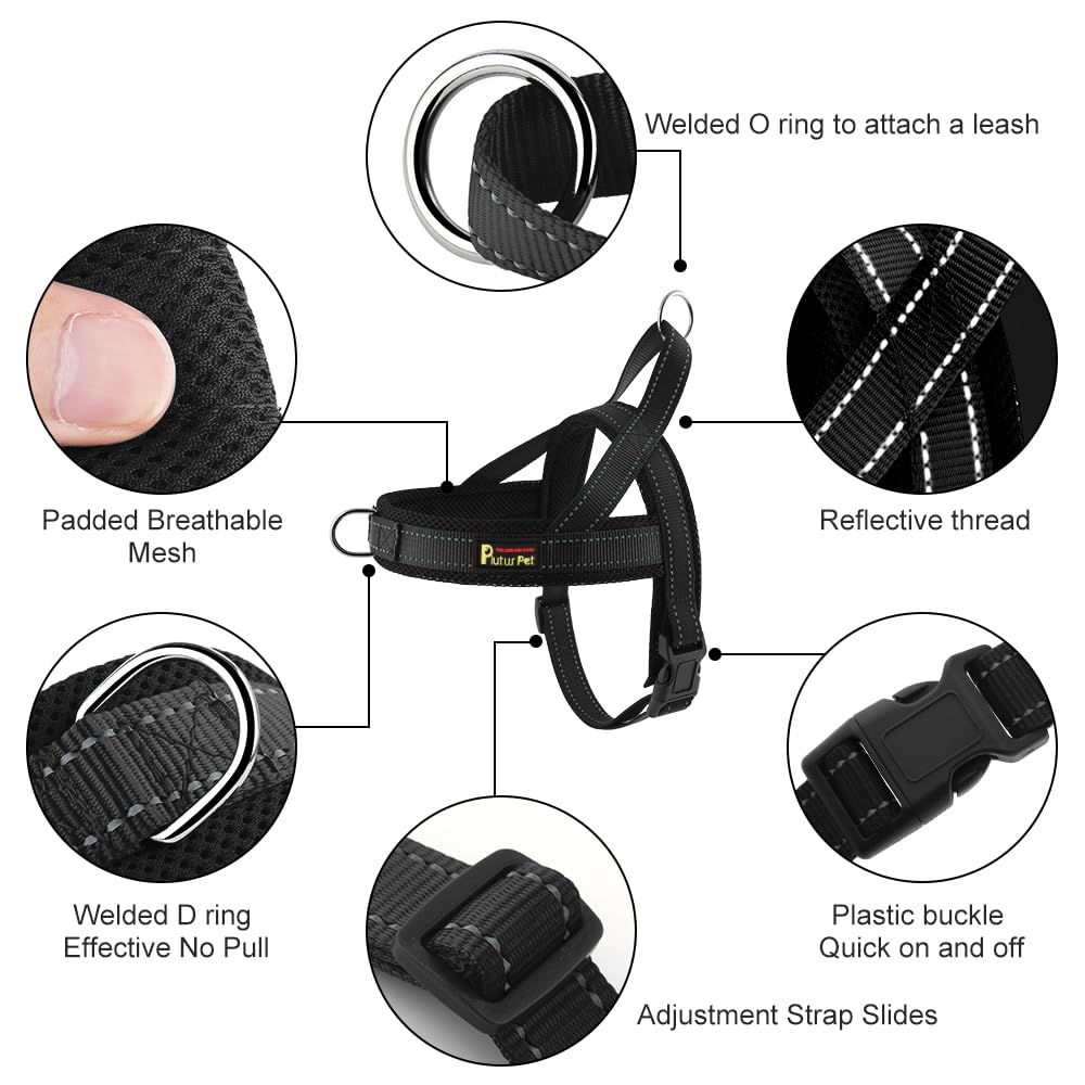 Plutus Pet No Pull harness chest D-ring for training and gentle leash control.