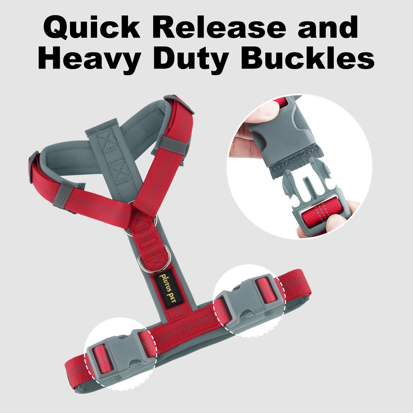 Red color Plutus Pet No Pull harness illustrates bold style with control