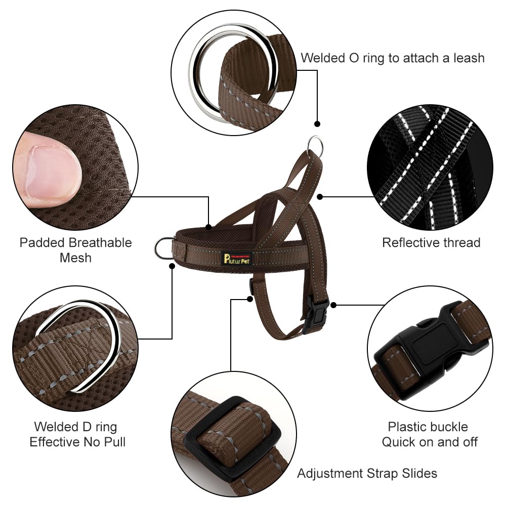 Step-in design on Plutus Pet harness for easy on-off.