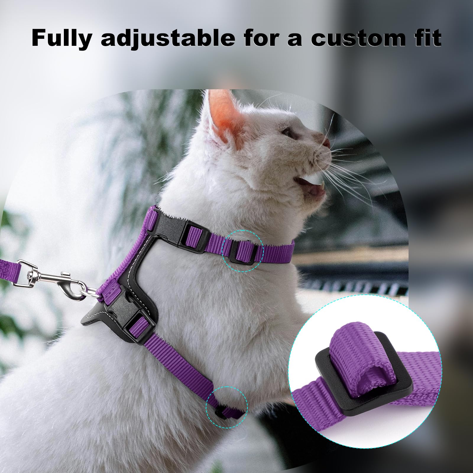 Plutus Pet nylon breathable fabric keeps cats comfortable during walks.