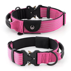 Plutus Pet pink tactical collar with nylon webbing for durability and comfort