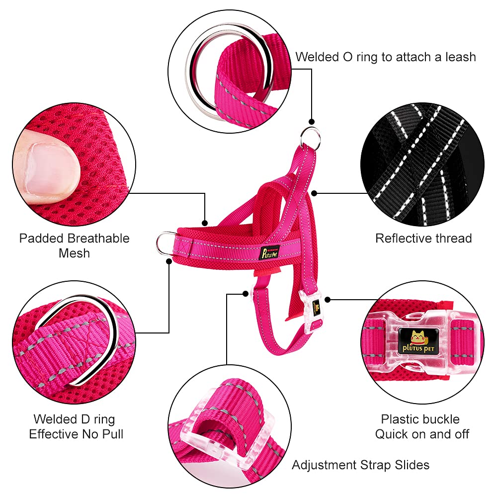 PLUTUS PET Quick Fit buckle harness in pink XL for easy on-off.