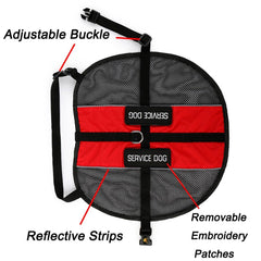 PLUTUS PET service dog vest with removable patches demonstrates quick switch between working and pet use.
