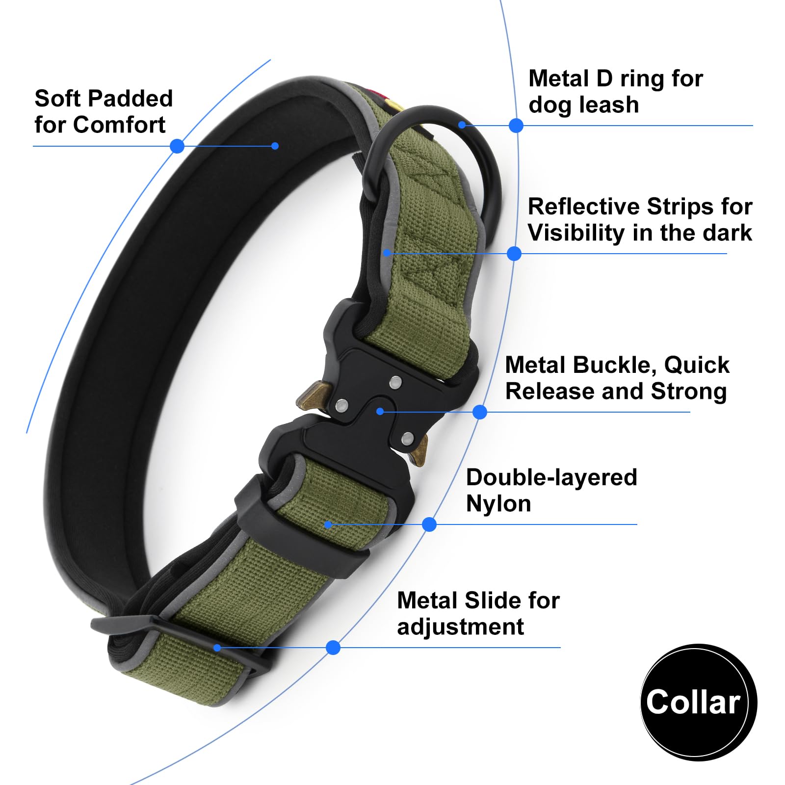 Plutus Pet Tactical Dog Collar uses a quick-release buckle for easy on and off