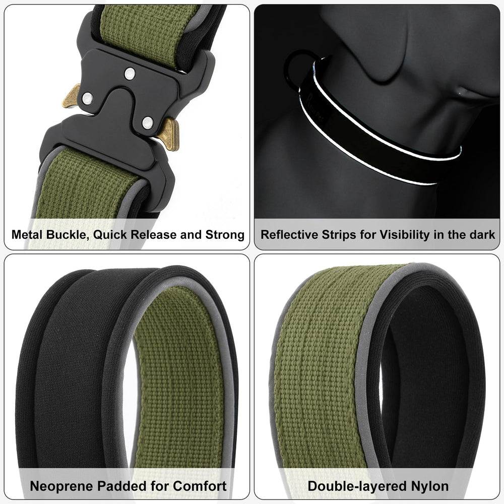 Plutus Pet Tactical Dog Collar features reflective stripes for better night visibility