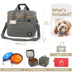 Pmpete dog food carriers bag keeping meals neatly separated during travel.