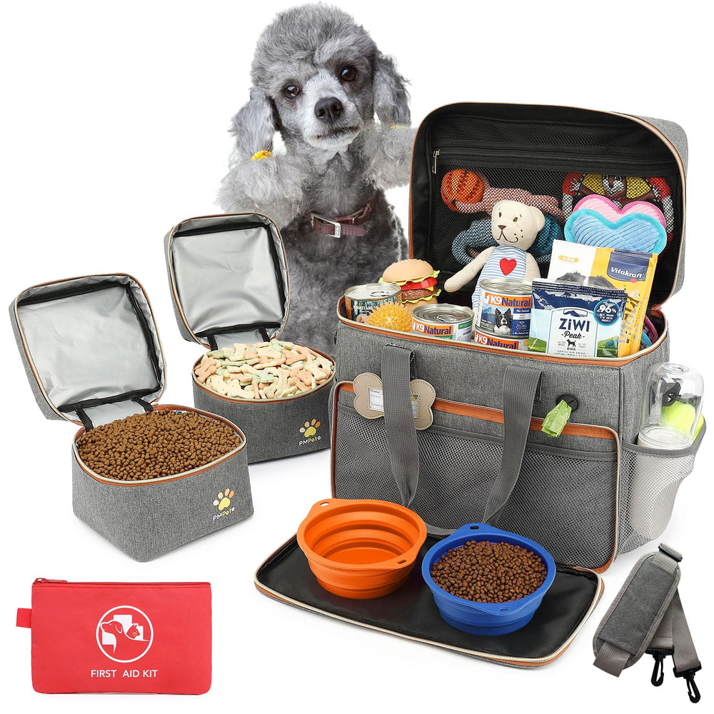 Pmpete dog travel bag with full setup for easy packing and organization.