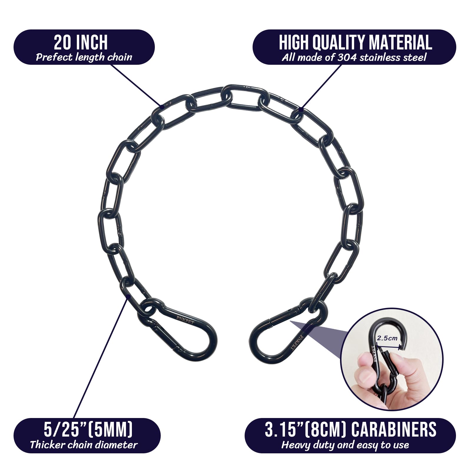 PNKPET stainless steel carabiners set for secure gate connections.