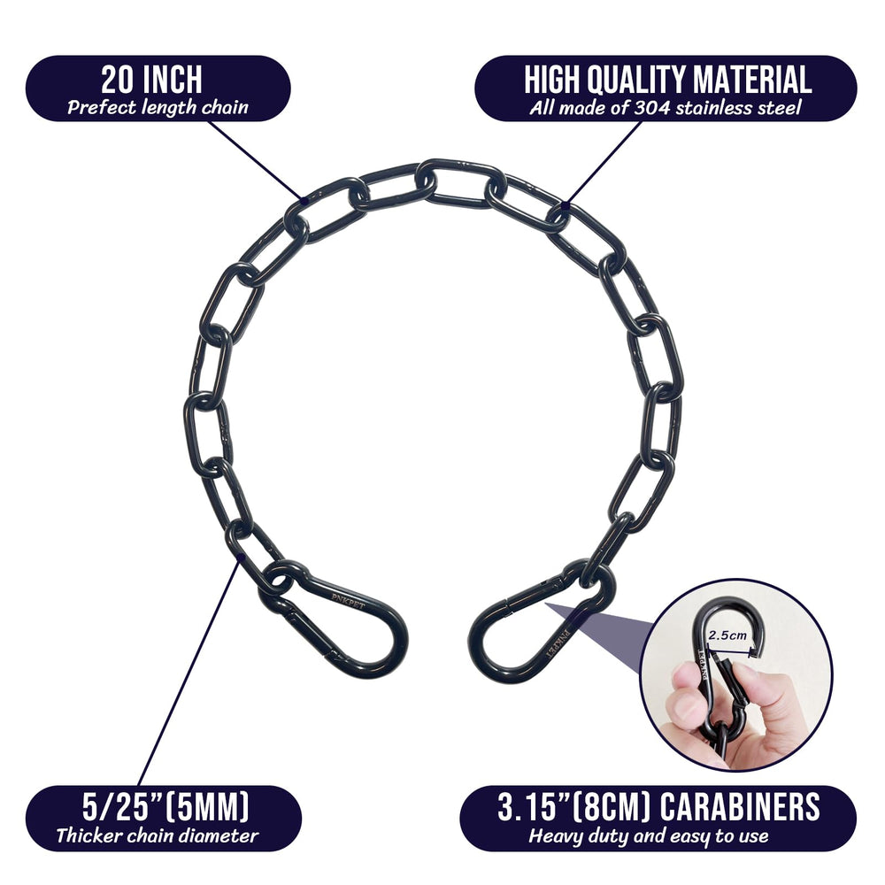 PNKPET stainless steel carabiners set for secure gate connections.