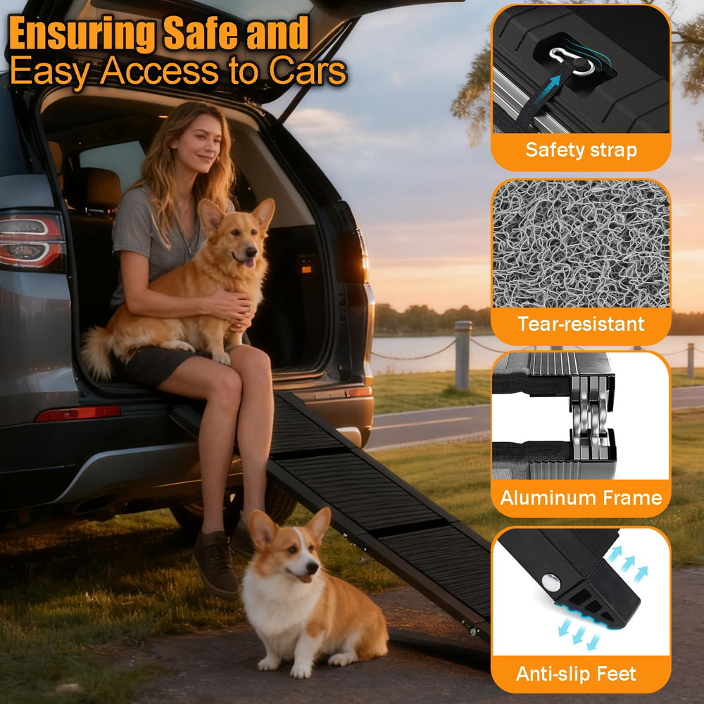 Poakkus lightweight ramp with padded handle for easy carry.
