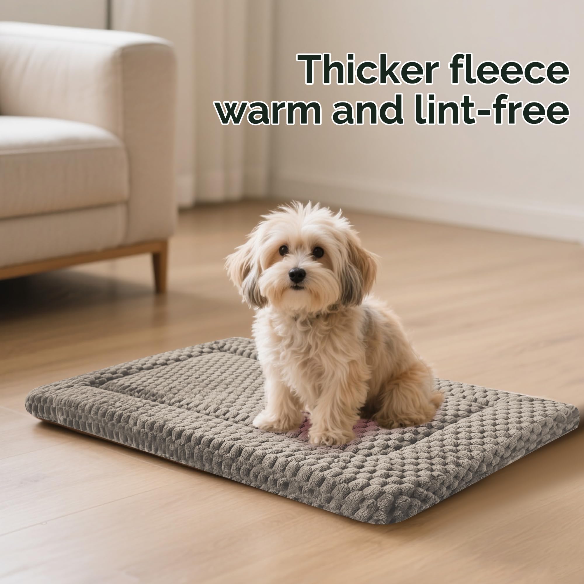 Pobopobo anti-slip kennel pad keeps pets secure on smooth floors.