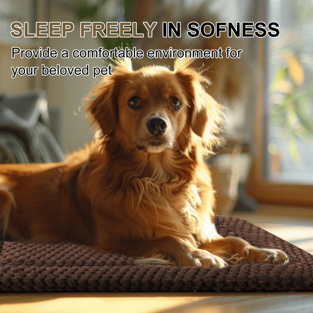 Pobopobo dog bed crate mat anti slip bottom helps keep it in place.