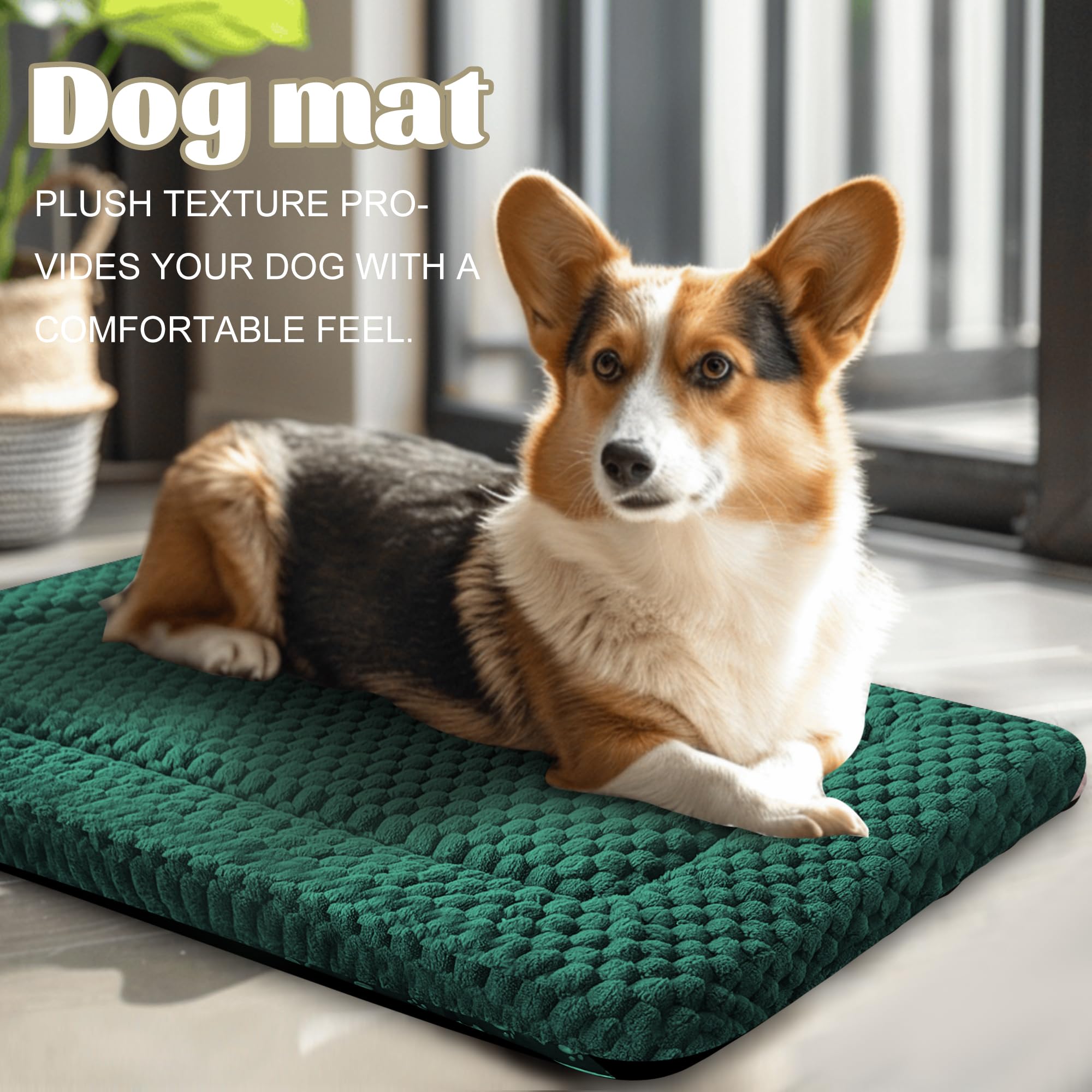 Pobopobo dog bed crate mat reversible sides shown for all-season comfort