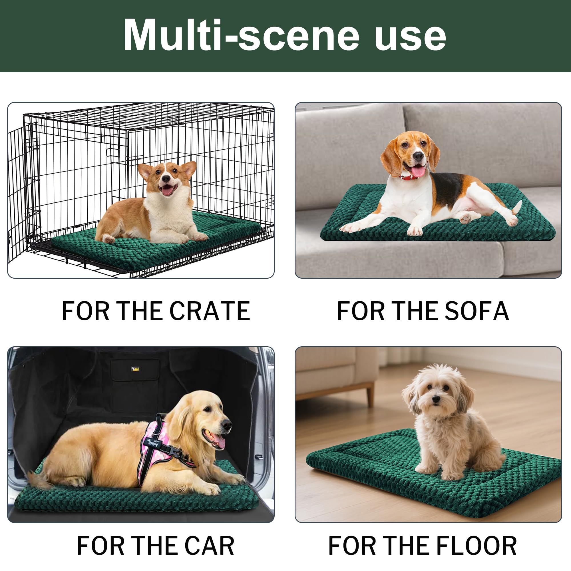 Pobopobo dog bed crate mat features durable stitching for lasting use.