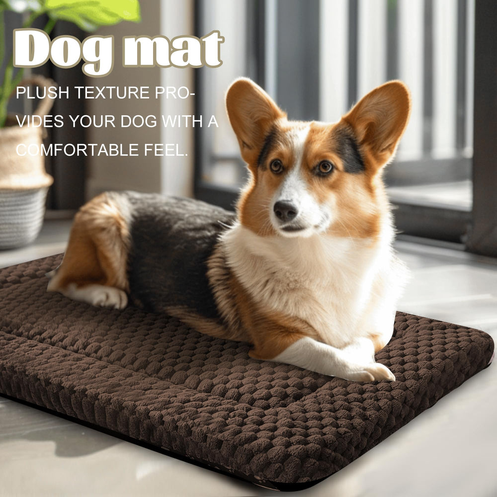 Pobopobo dog bed crate mat showing machine washable fabric for easy cleaning.