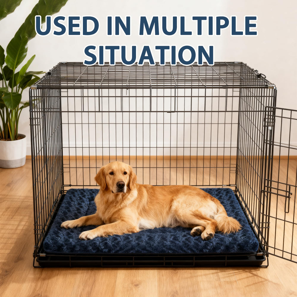Pobopobo dog bed crate pad anti-slip bottom keeps mat in place.