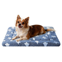 Pobopobo dog bed mat with reversible plush and canvas for all season comfort