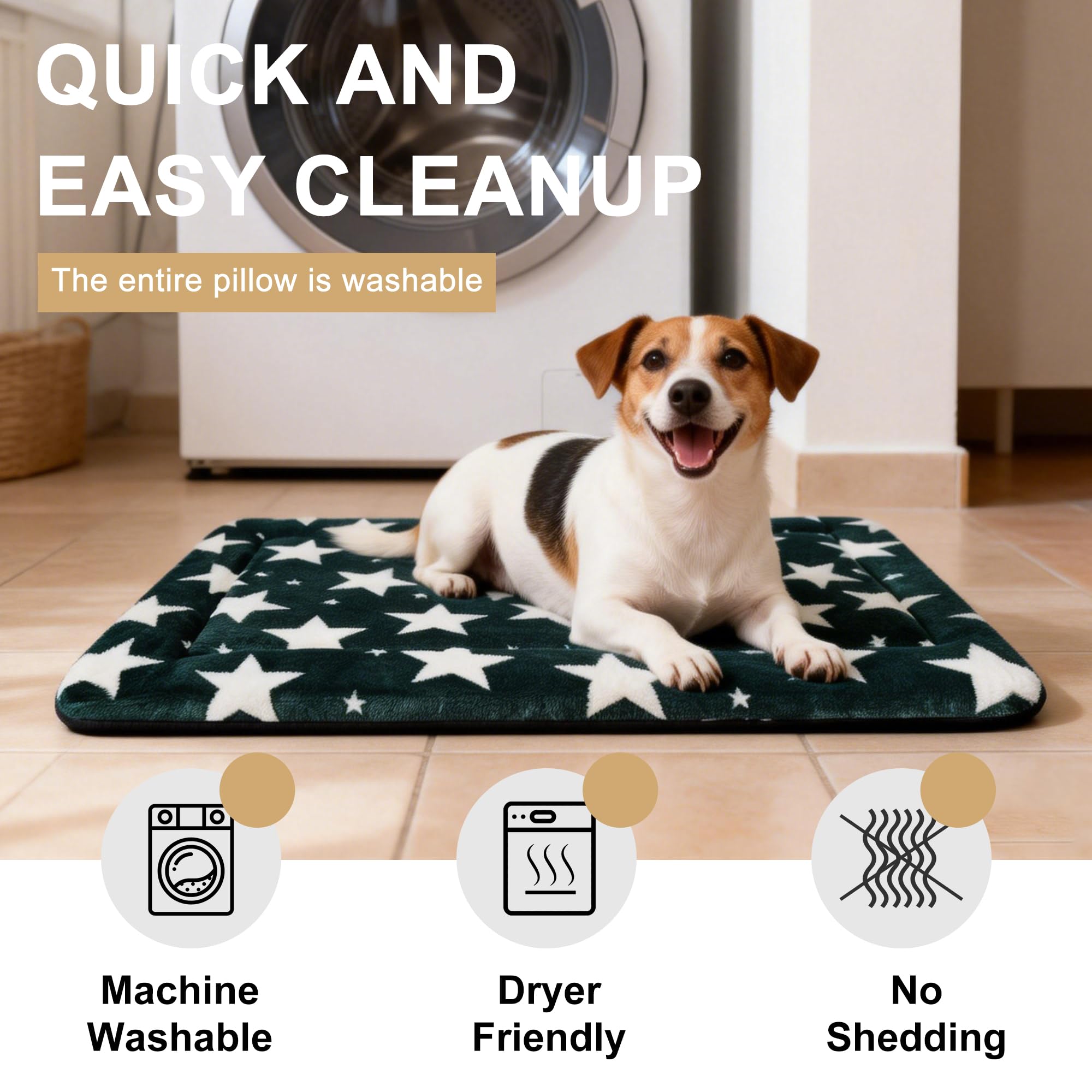 Pobopobo dog bed mat size M measures 30 by 20 inches.