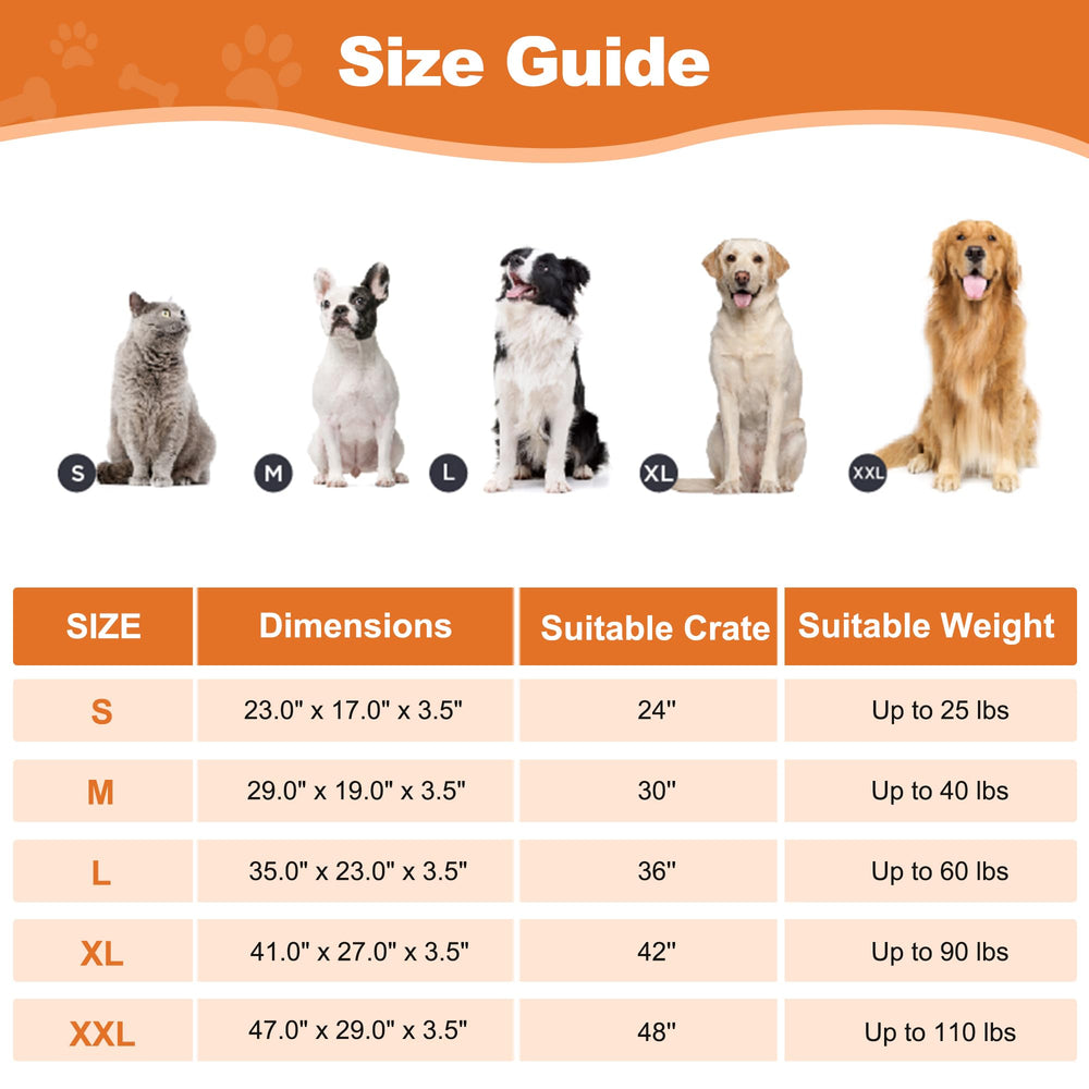 POCBLUE deluxe bed measures 29 by 19 inches for crate fit.