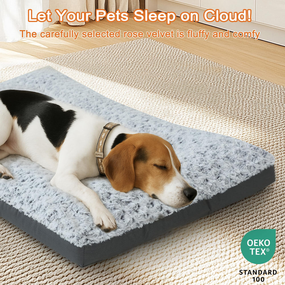 POCBLUE Deluxe dog bed side profile showing durable Oxford fabric and structure