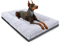 POCBLUE Deluxe dog bed top view with plush rose velvet surface for cozy naps.